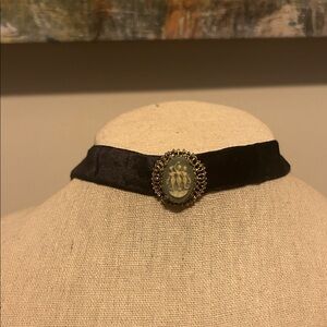 Vintage Black Velvet Choker with Cameo Pendant